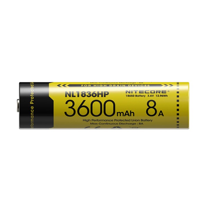 Аккумулятор NITECORE 18650 3600мАч 3,6В выходной ток 8A с защитой (NL1836HP)